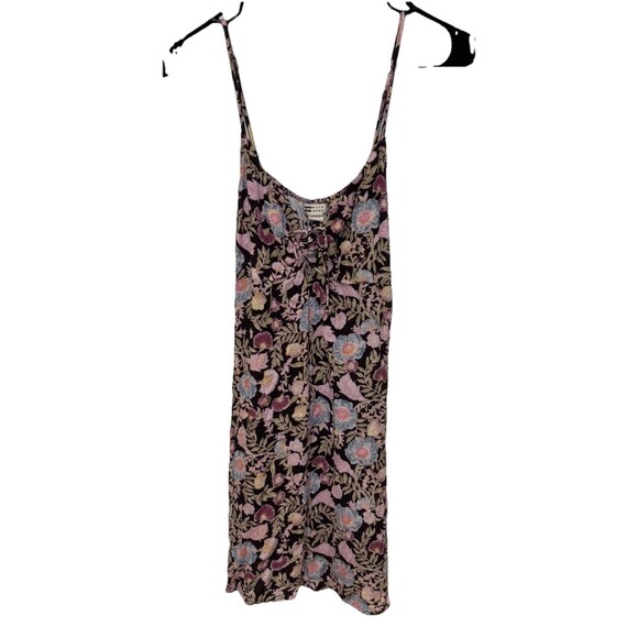 Billabong Sun Chaser Mini Slip Dress Women L Coastal Beachy New Straps Boho Tie - Picture 2 of 10